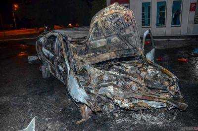 В Днепре водитель Nissan сбил животное и врезался в автозаправку. Жуткие кадры