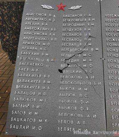 Мемориальную доску воинам Второй мировой войны повредили в Харьковской области